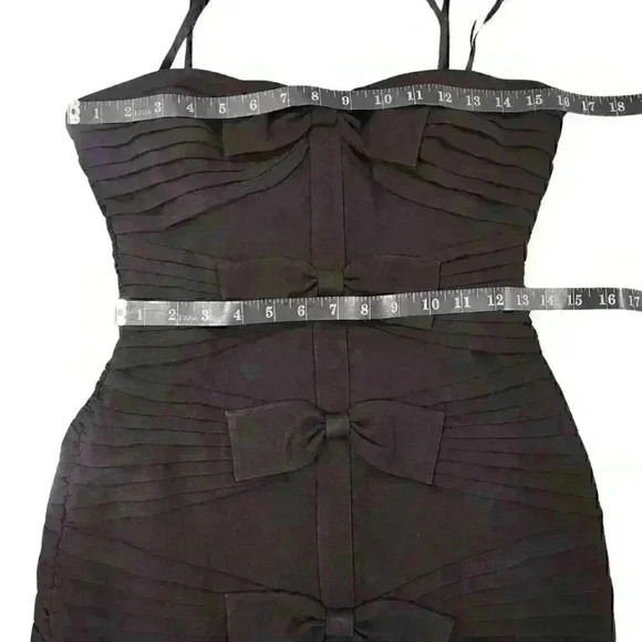 BCBGMAXAZRIA Sabrinna Strapless Black Crepe Ruched Bow Tie Dress, Size 6; $378 - Picture 7 of 12